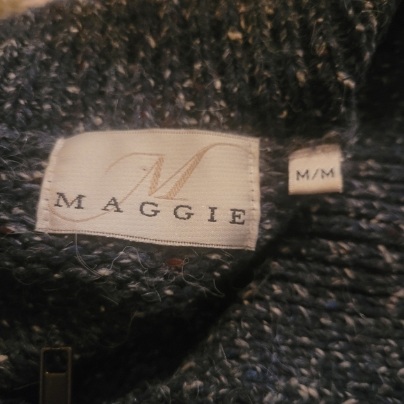 Vintage Maggie Blue and White Knit Zip Up Cardigan M - Picture 6 of 6